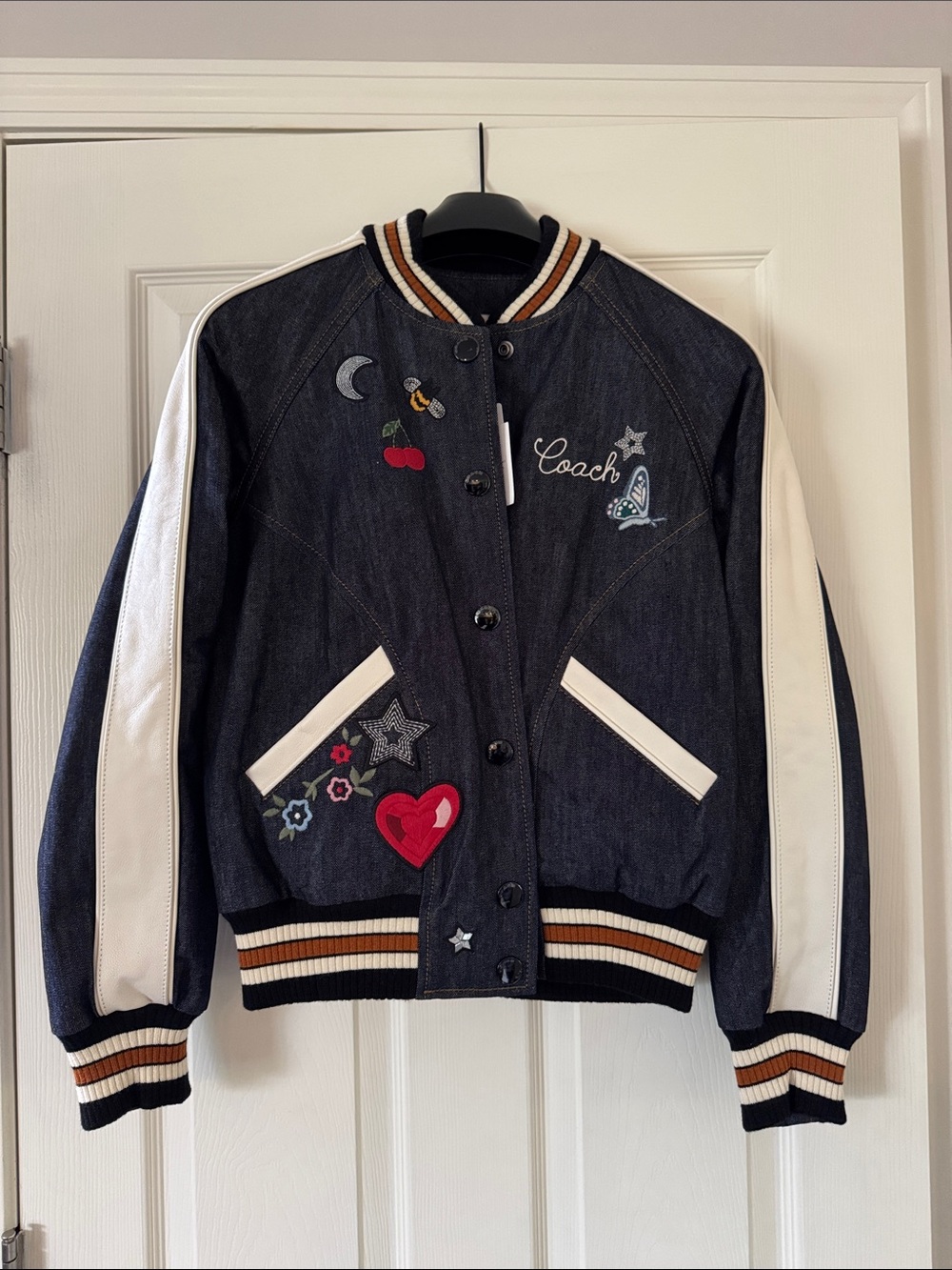 Coach Denim/Chalk Varsity Jacket - Dark Blue with Chalk White Details